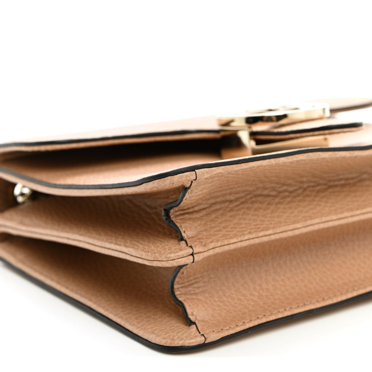 Dollar Calfskin Small Interlocking G Shoulder Bag Camelia