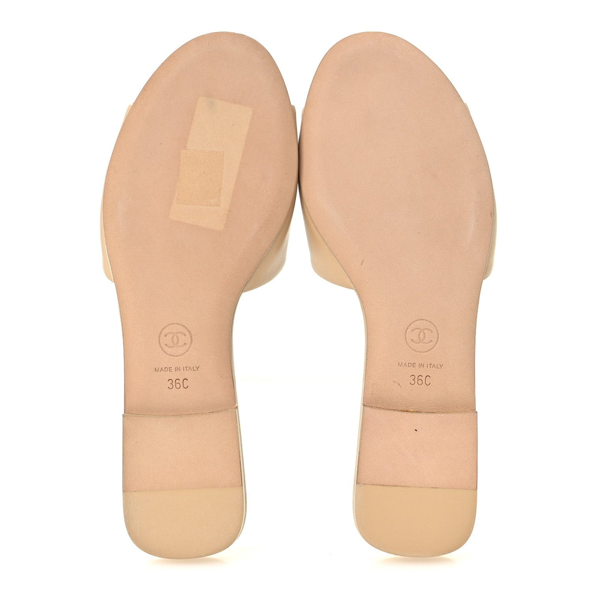 Lambskin Pearl CC Sandals 36 Beige