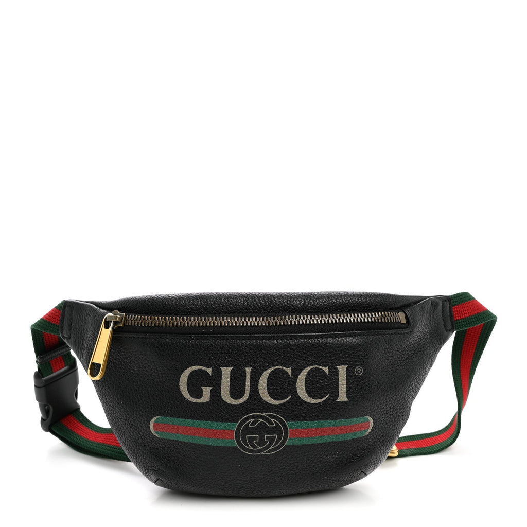 Grained Calfskin Small Logo Belt Bag Black