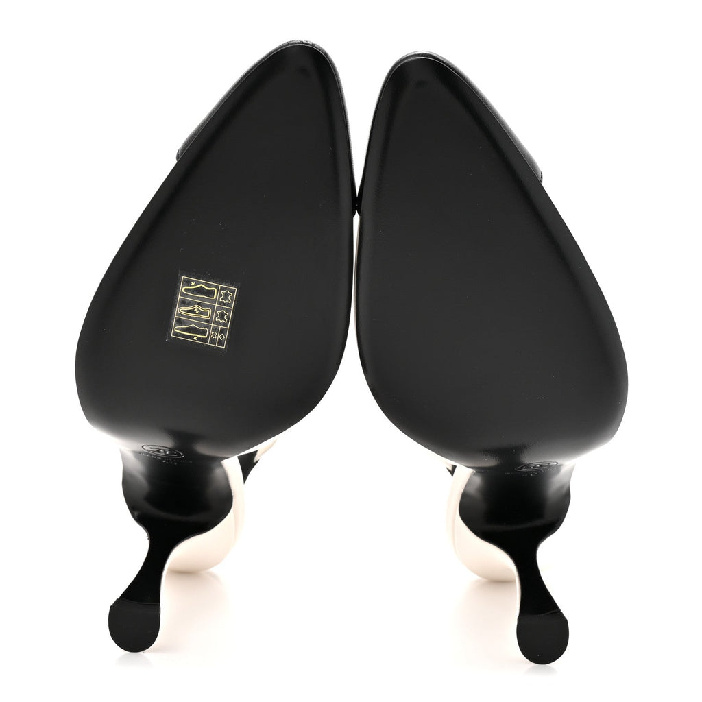 Lambskin Slingback Pumps 40 White Black