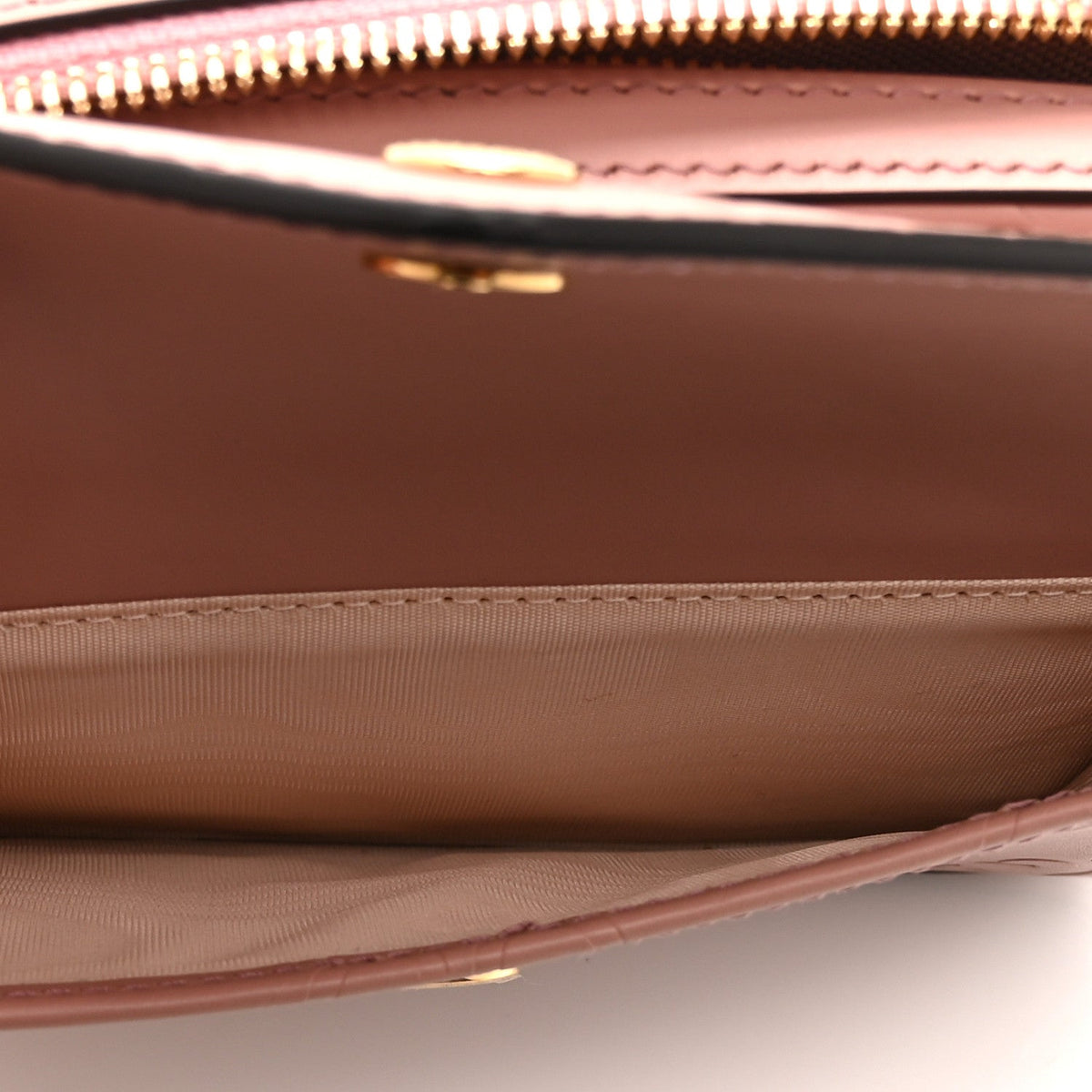 Calfskin GG Super Mini Debossed Chain Wallet Dust Carmine