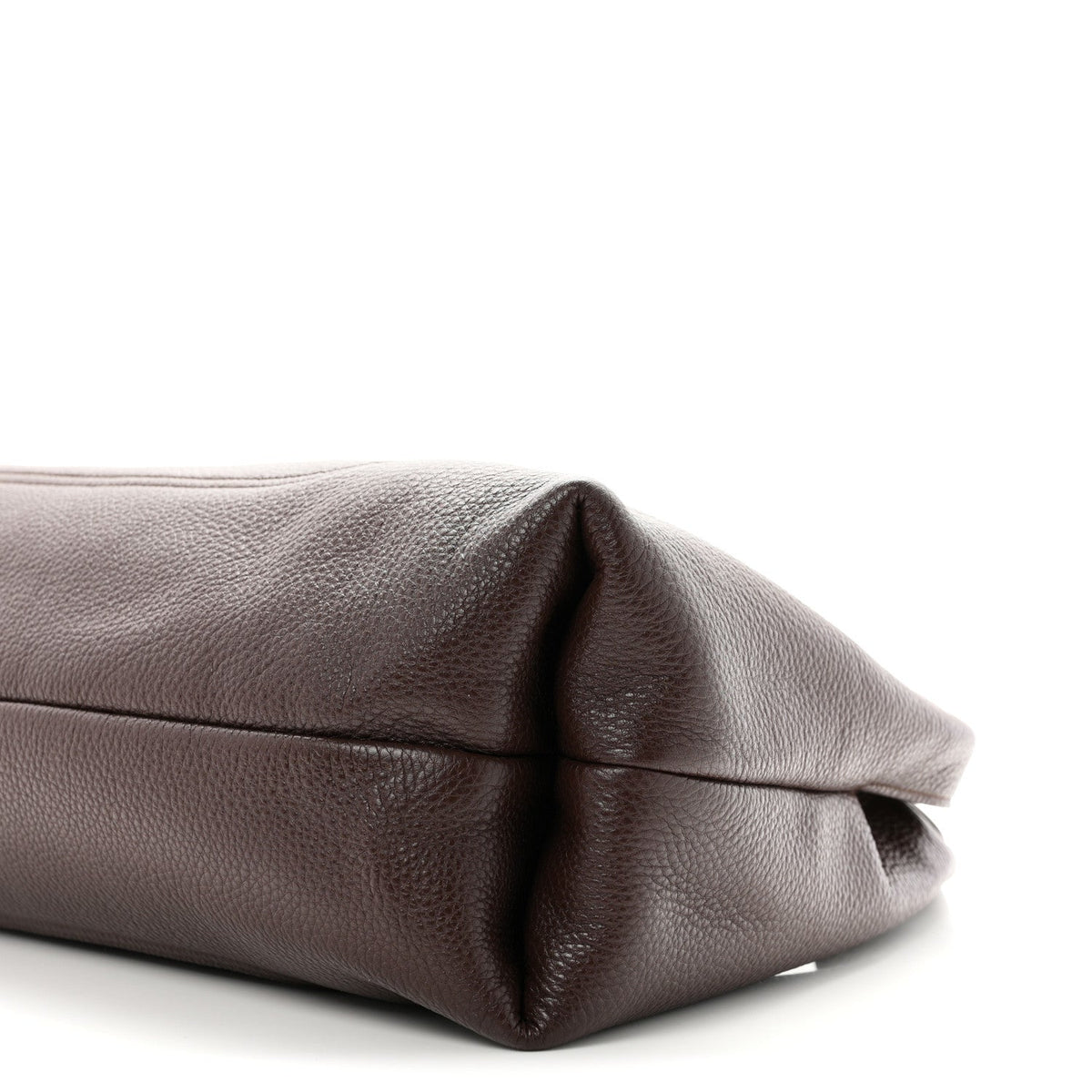 Grained Calfskin Softbit Maxi Shoulder Bag Dark Brown