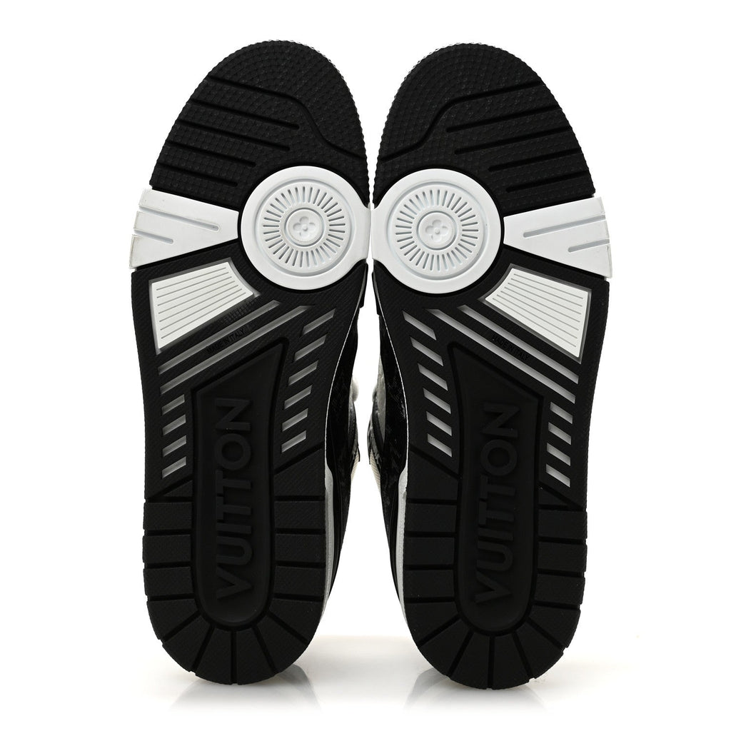 Calfskin Embossed Monogram Denim Womens LV Trainer Sneakers 41 Black 41 Black