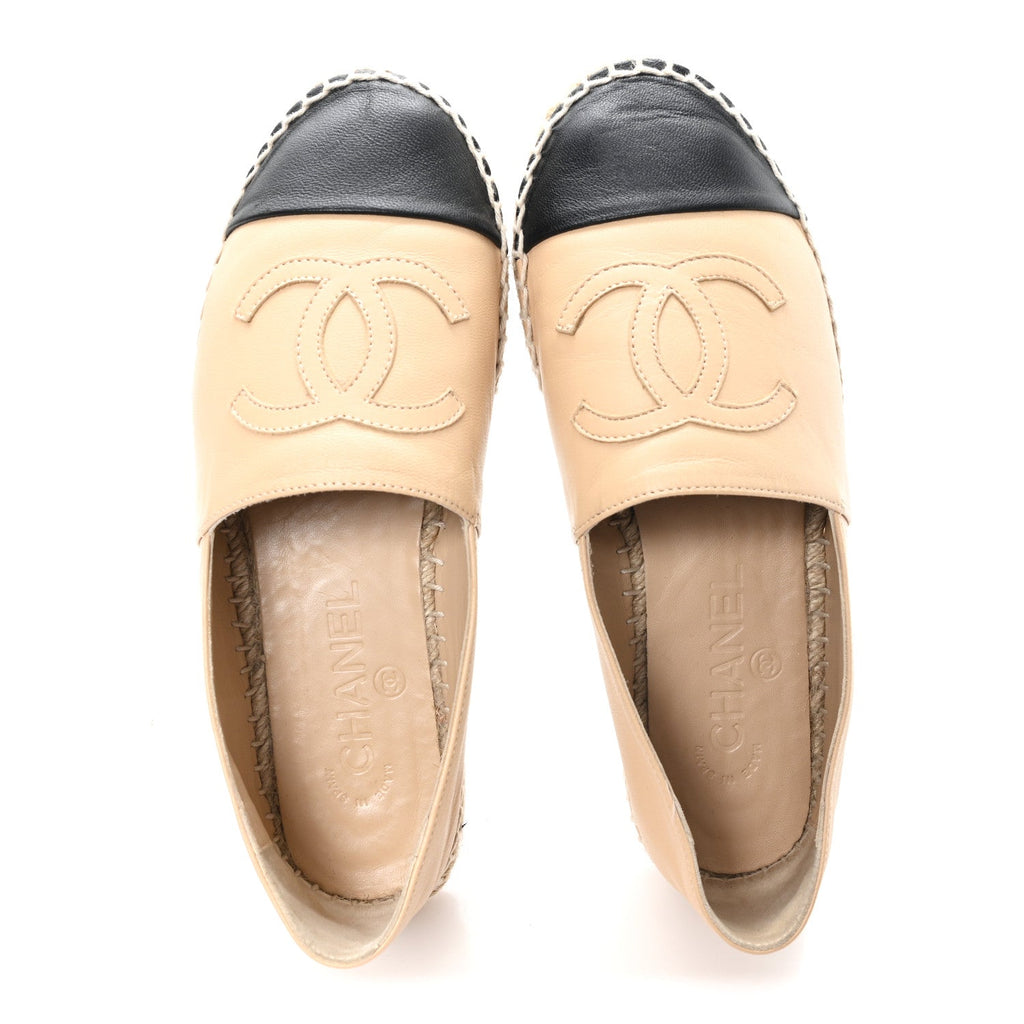 Lambskin CC Espadrilles 36 Beige Black