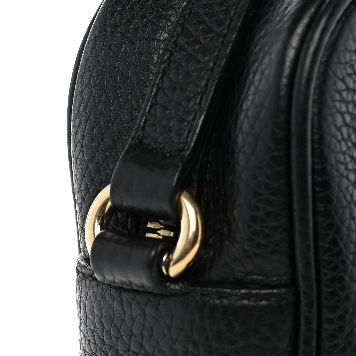 Pebbled Calfskin Small Soho Disco Bag Black