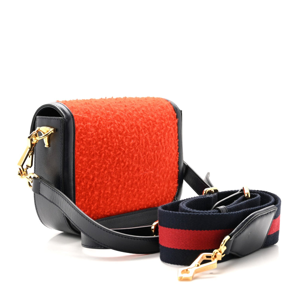 Casy Wool Azalea Calfskin Mini Horsebit 1955 Shoulder Bag Bitter Sweet Blue