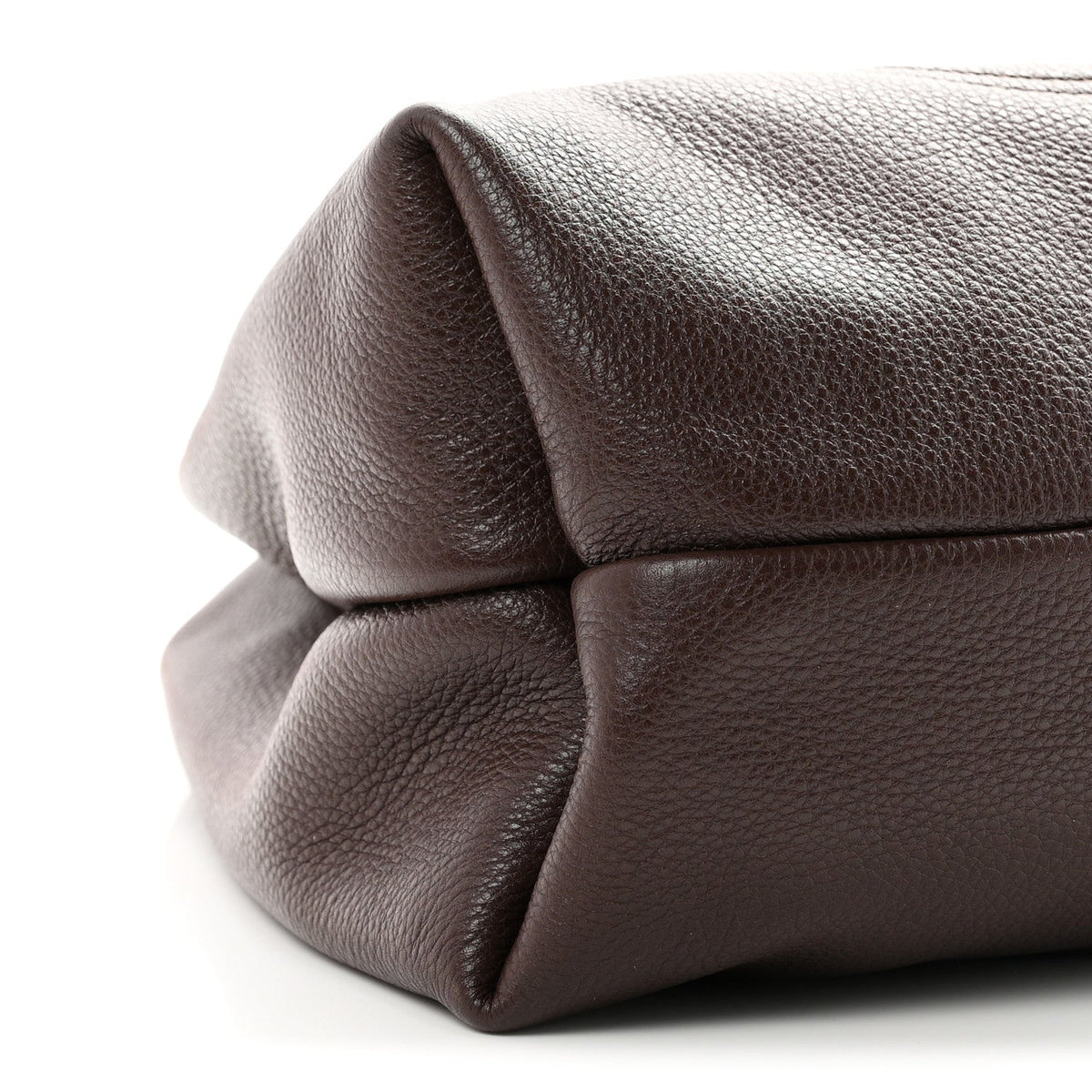 Grained Calfskin Softbit Maxi Shoulder Bag Dark Brown
