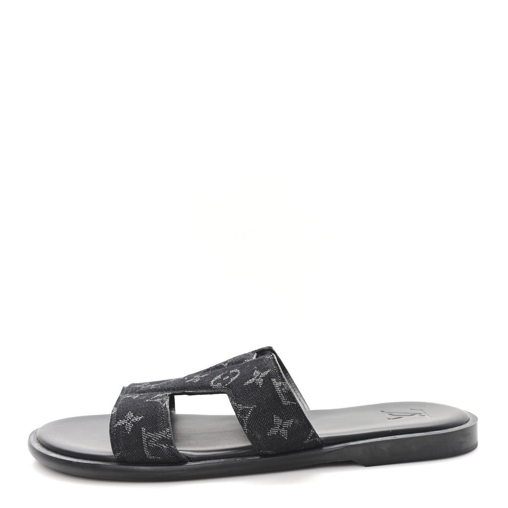 Monogram Denim Mens LV Oasis Mules 8.5 Black