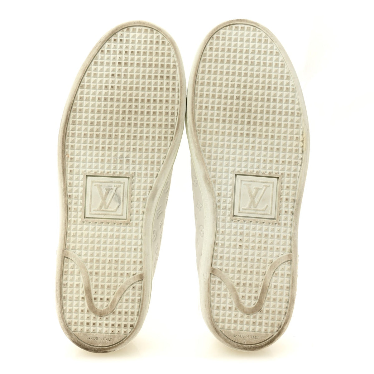 Calfskin Monogram Embossed Front Row Sneakers 36 White