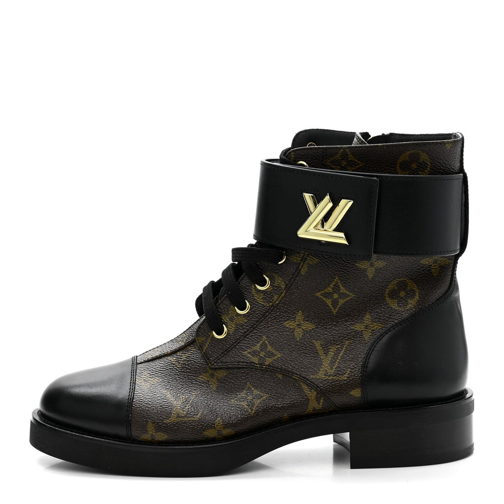 Calfskin Monogram Wonderland Flat Ranger Boots 39 Black