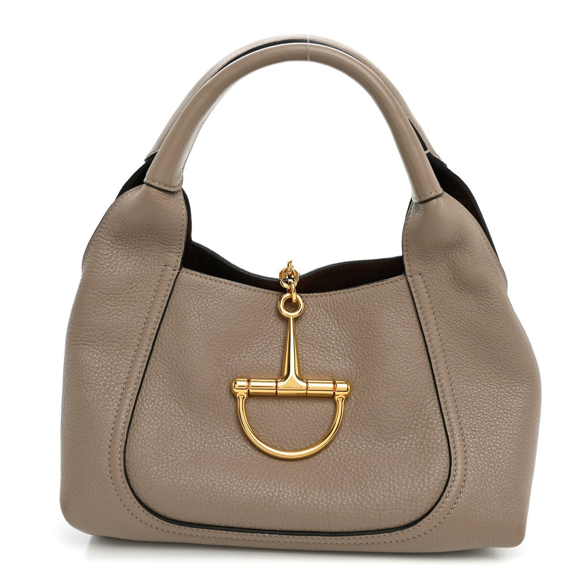 Grained Calfskin Softbit Medium Shoulder Bag Taupe