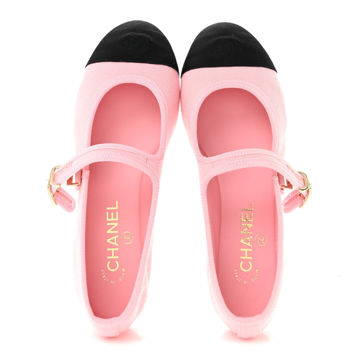 Fabric Grosgrain Mary Jane Flats 38 Light Pink Black