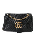 Calfskin Matelasse Medium GG Marmont Shoulder Bag Black