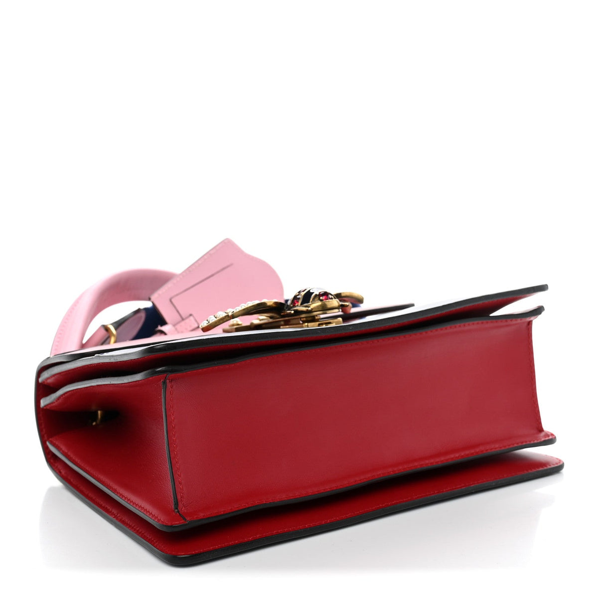 Calfskin Sylvie Web Small Queen Margaret Top Handle Bag Blue Agata Hibiscus Red Mystic White Sugar Pink