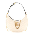 Calfskin Matelasse Chevron Mini GG Marmont Half Moon Hobo Mystic White