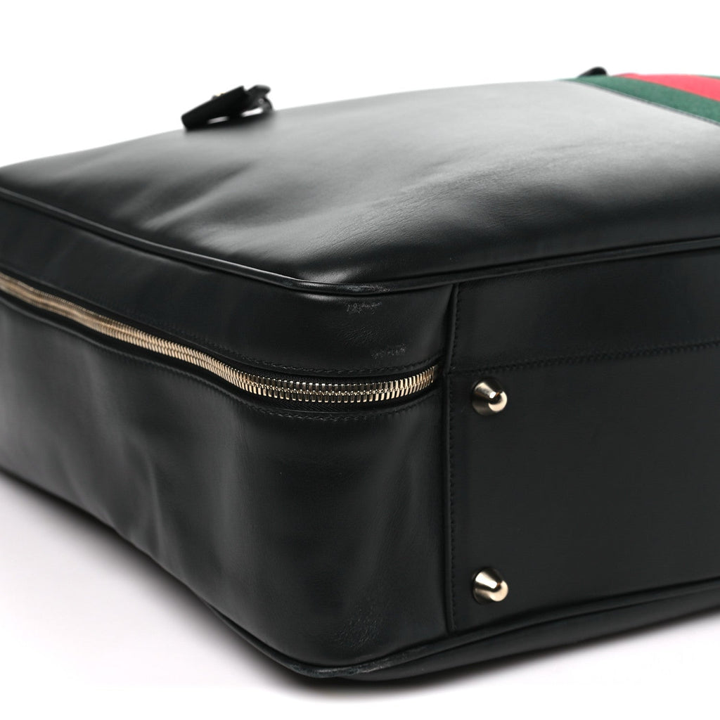 Calfskin Web Suitcase Black