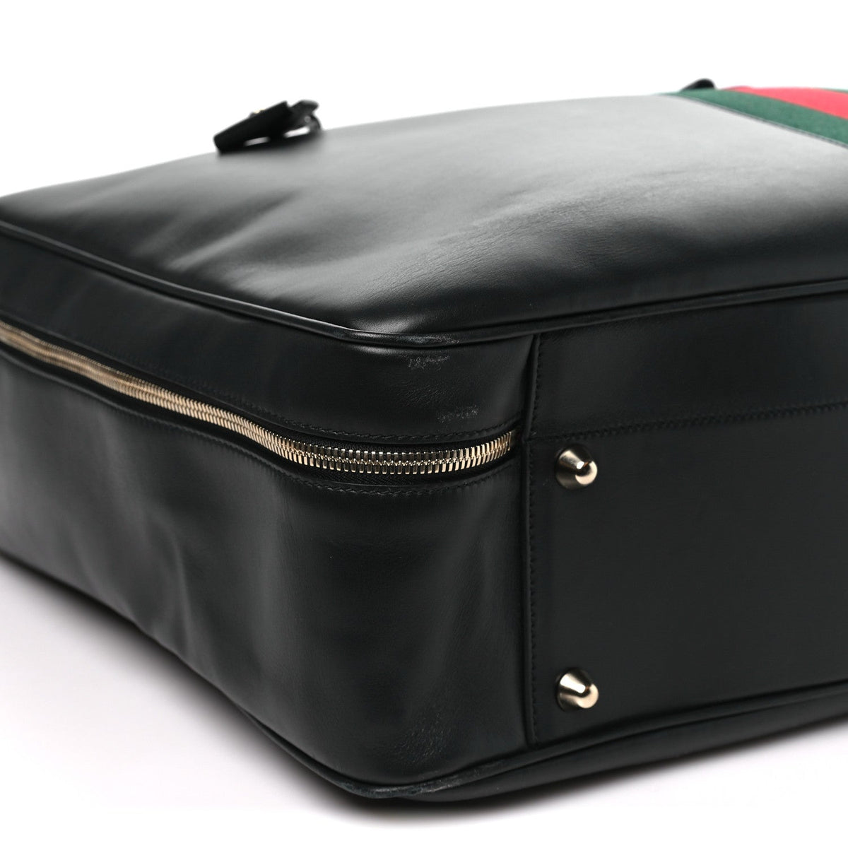 Calfskin Web Suitcase Black
