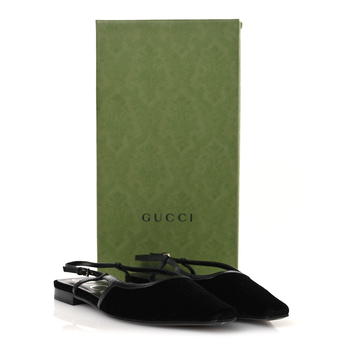 Velvet GG Monogram Slingback Ballet Flats 37.5 Black