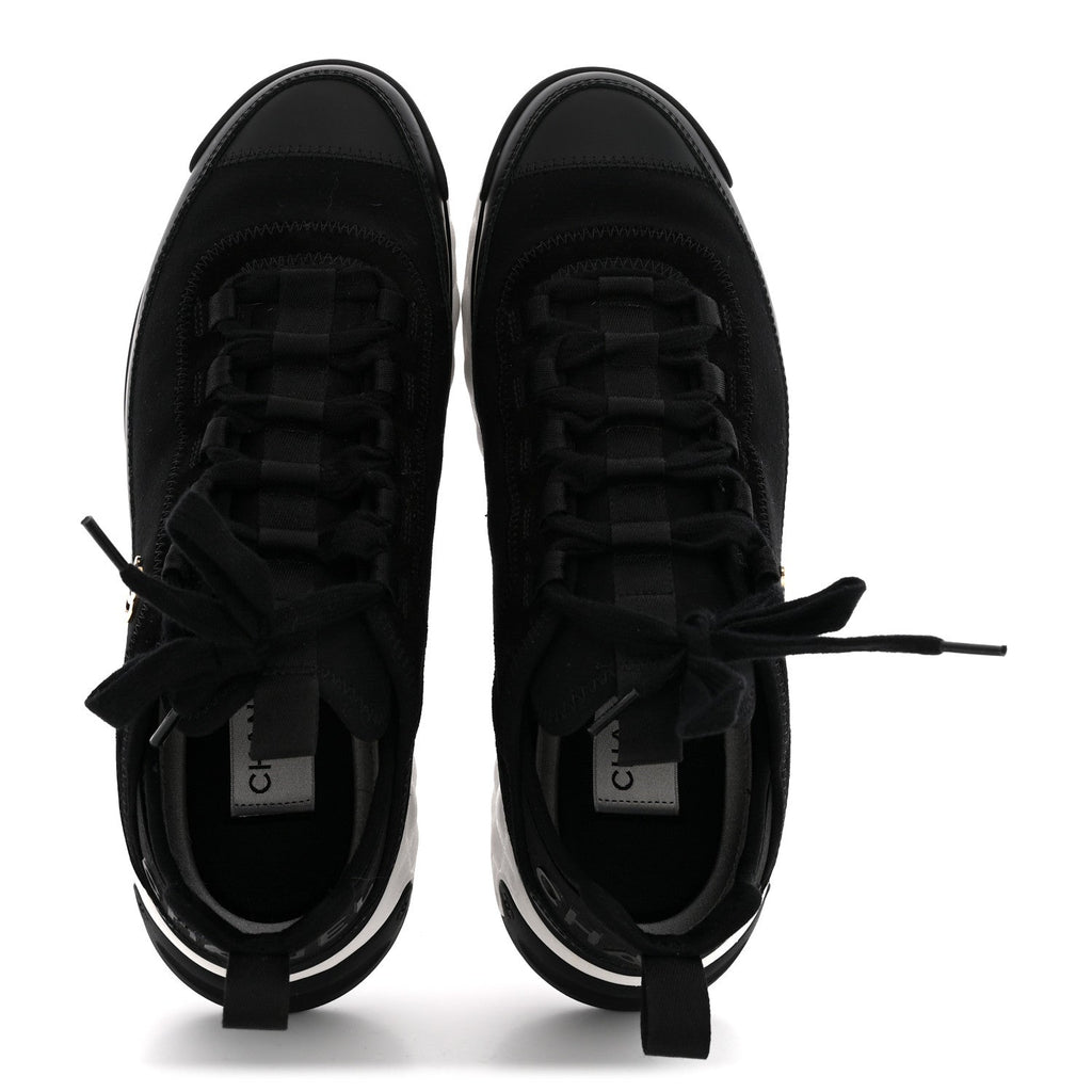 Velvet Calfskin Mixed Fibers CC Sneakers 40 Black