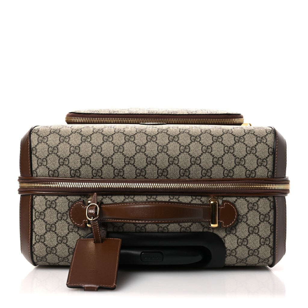 GG Supreme Monogram Azalea Calfskin Retro Interlocking G Small Savoy Cabin Trolley Beige Ebony Brown Sugar