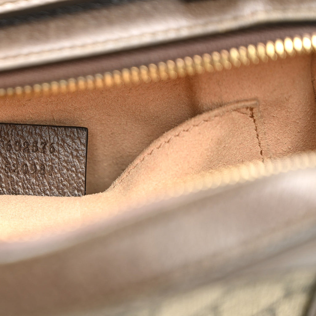 GG Supreme Monogram Mini Ophidia Top Handle Shoulder Bag Brown