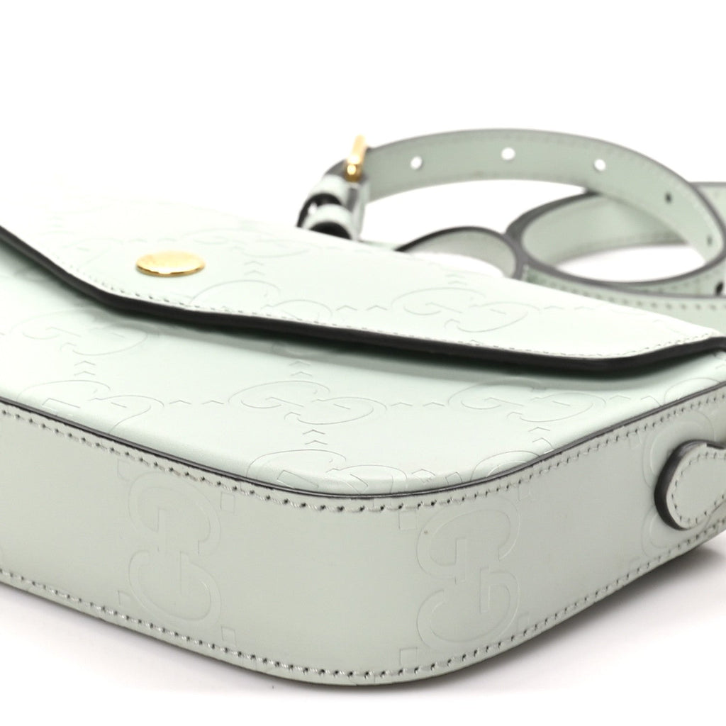 Calfskin GG Super Mini Shoulder Bag Pale Green