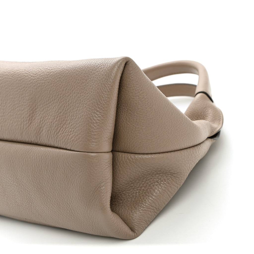 Grained Calfskin Softbit Medium Shoulder Bag Taupe