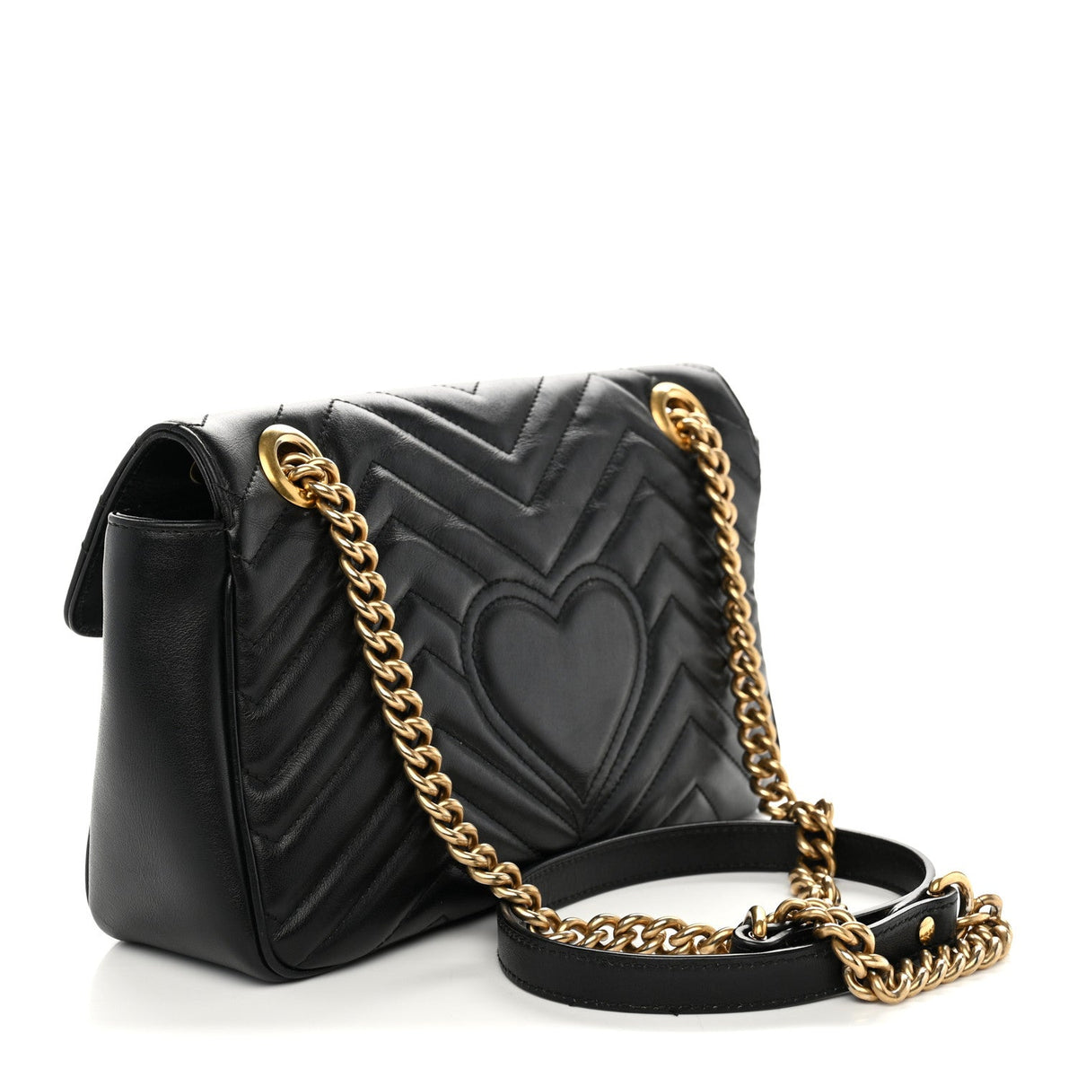 Calfskin Matelasse Small GG Marmont Shoulder Bag Black