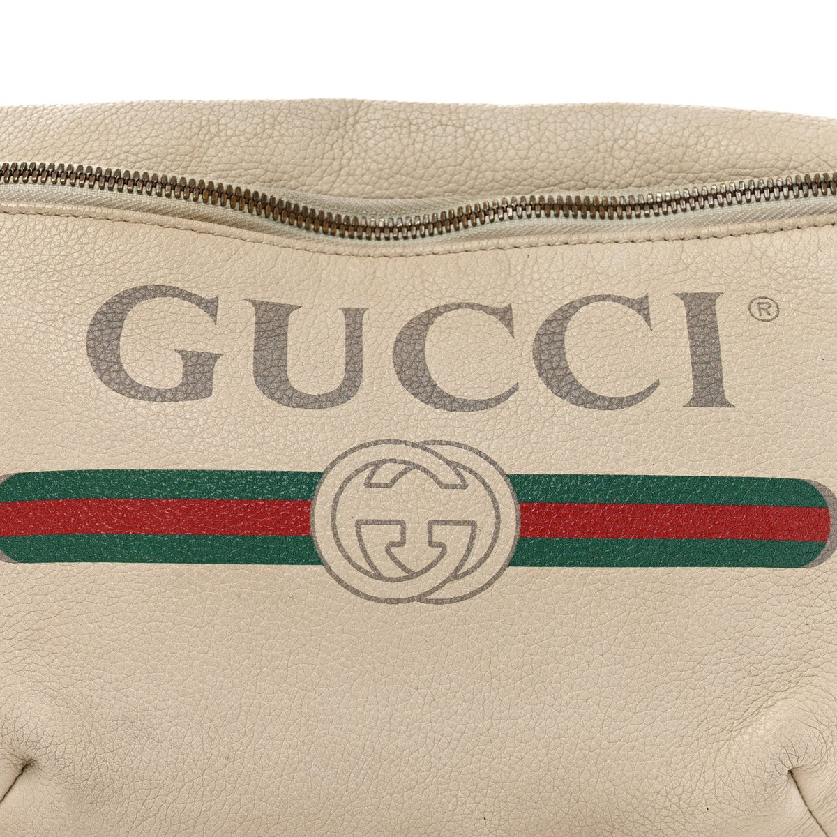 Grained Calfskin Logo Belt Bag White
