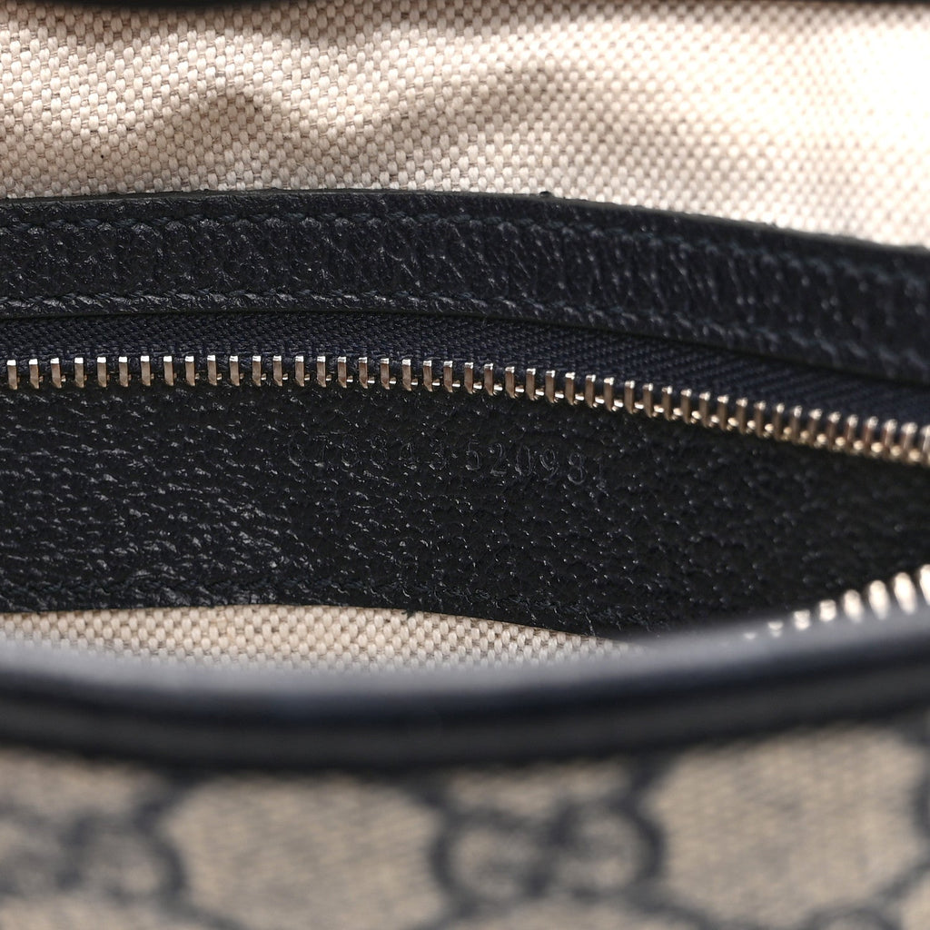 GG Supreme Monogram Textured Dollar Calfskin Web Small Jackie 1961 Hobo Beige Blue