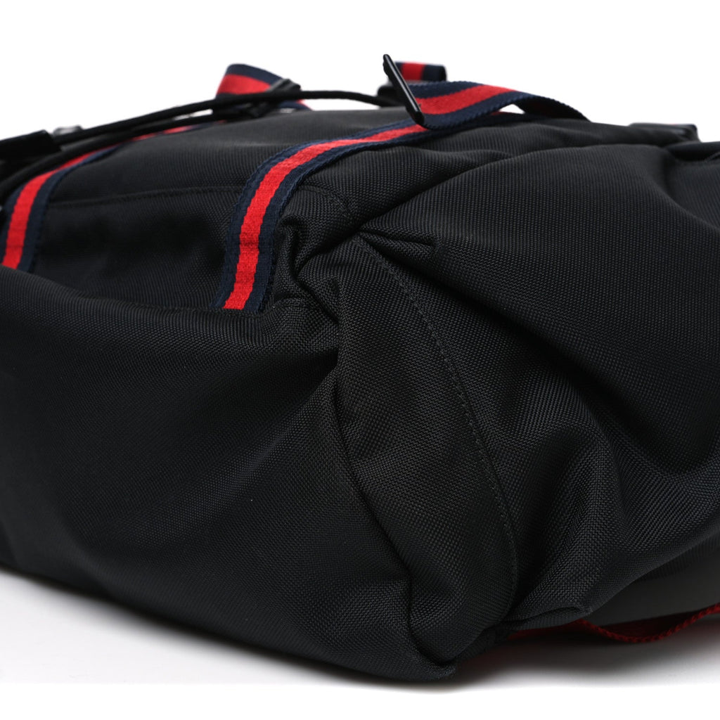 Techno Canvas Web Double Buckle Backpack Black