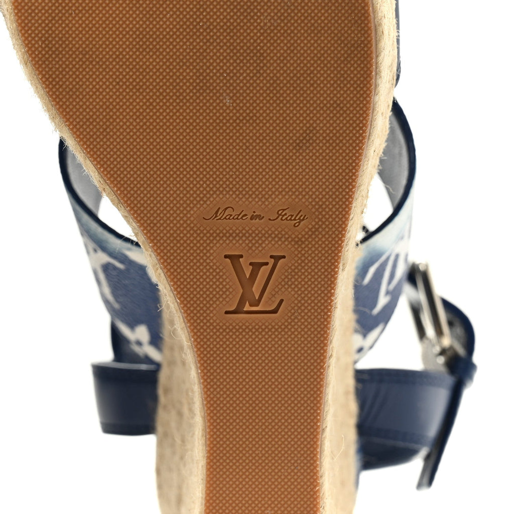 Monogram Escale Starboard Wedge Sandal 40 Blue