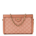 Monogram Textured Dollar Calfskin Small Ophidia Chain Shoulder Bag Cloche Rose Pink