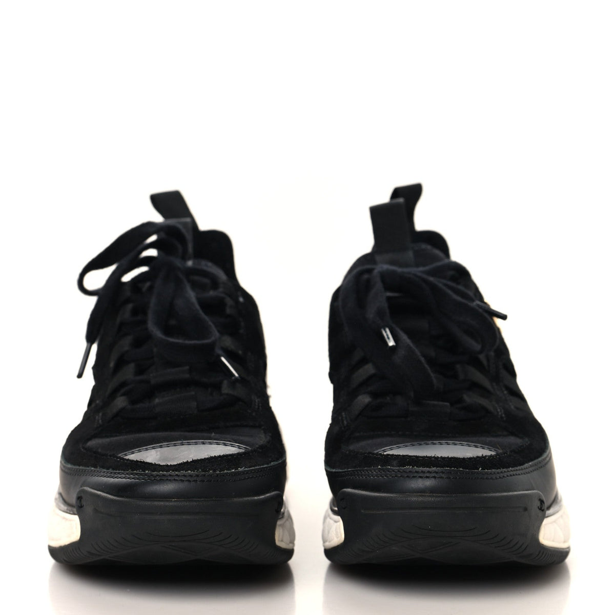 Velvet Calfskin Mixed Fibers CC Sneakers 35 Black