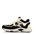 Suede Calfskin Printed CC Sneakers 36 White Black