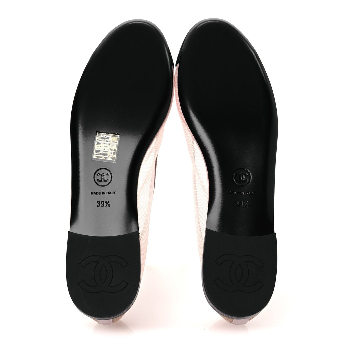 Mesh Grosgrain CC Ballerina Flats 39.5 Pink Black 39.5 Pink Black