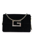 Velvet Crystal Square G Shoulder Bag Black