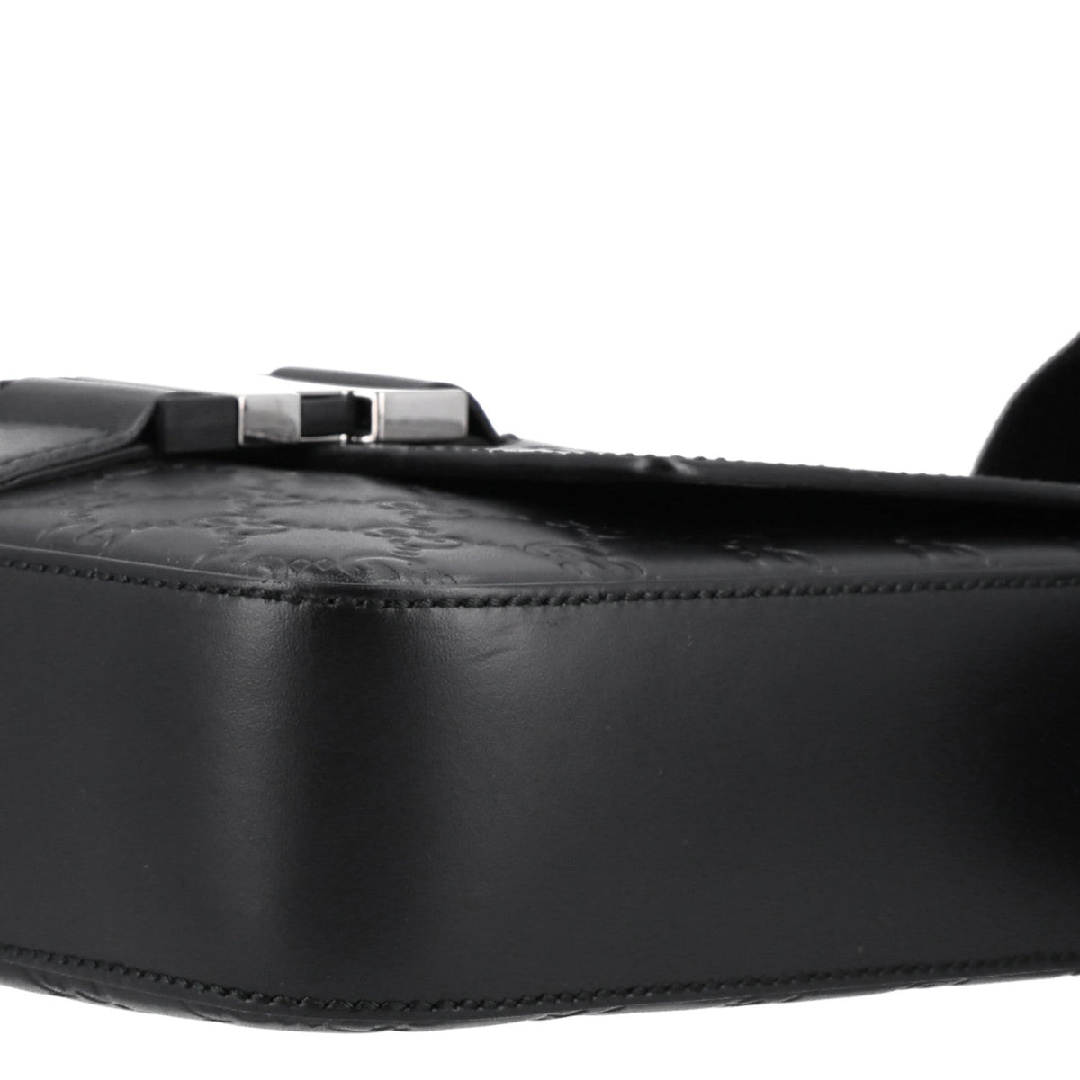 Guccissima Signature Single Buckle Flap Messenger Bag Black