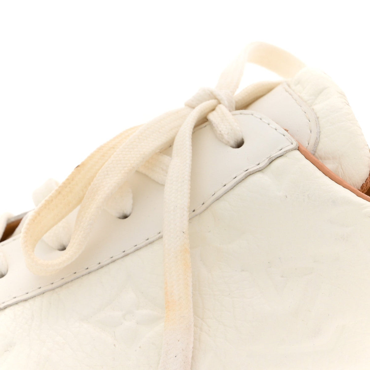 Grained Calfskin Embossed Monogram Mens Beverly Hills Sneakers 8.5 White