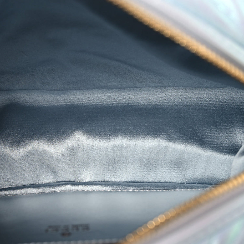 Iridescent Nappa Chevron Matelasse Small GG Marmont Chain Shoulder Bag Iridescent Snow Light Blue