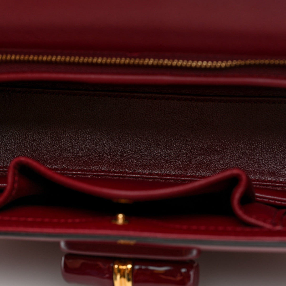 Shiny Polished Calfskin Medium Bamboo Diva Rosso Ancora Red