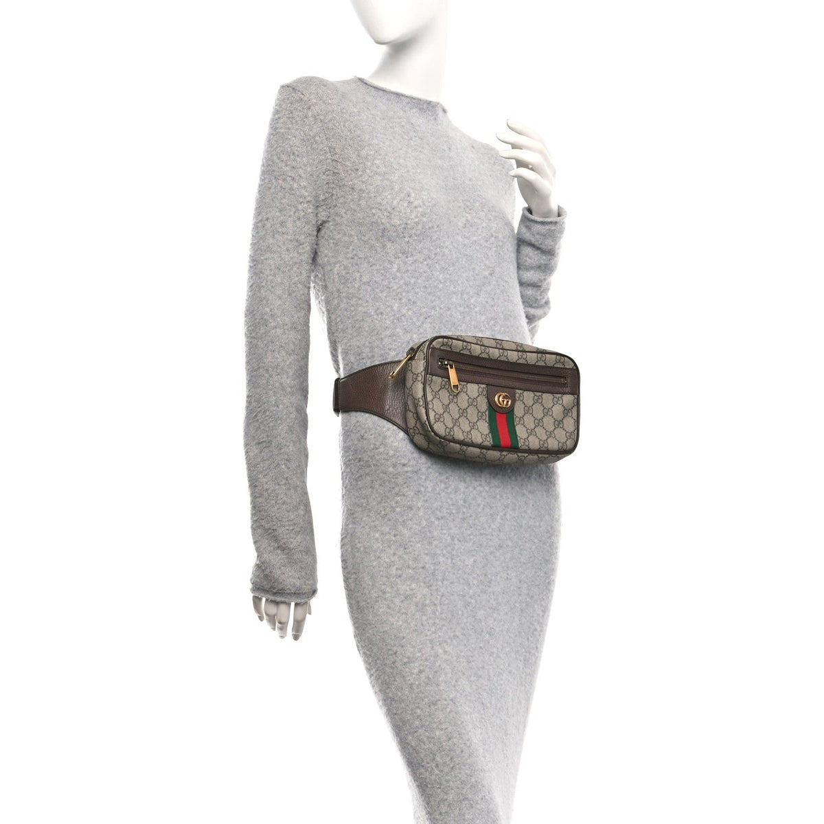 Soft GG Supreme Monogram Medium Ophidia Belt Bag Dark Brown
