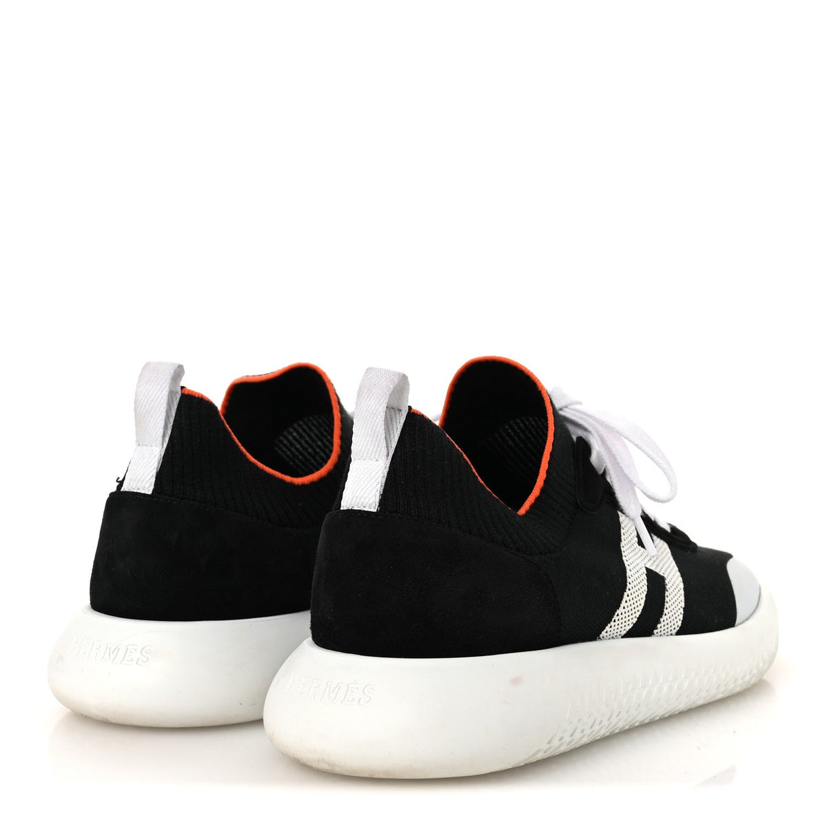 Knit Suede Goatskin Womens Crew Sneakers 39.5 Black White