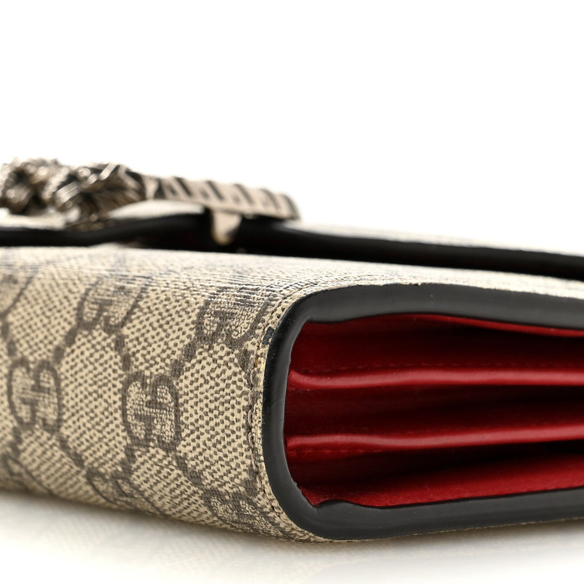 GG Supreme Monogram Mini Dionysus Chain Wallet Beige Vulcanic Red