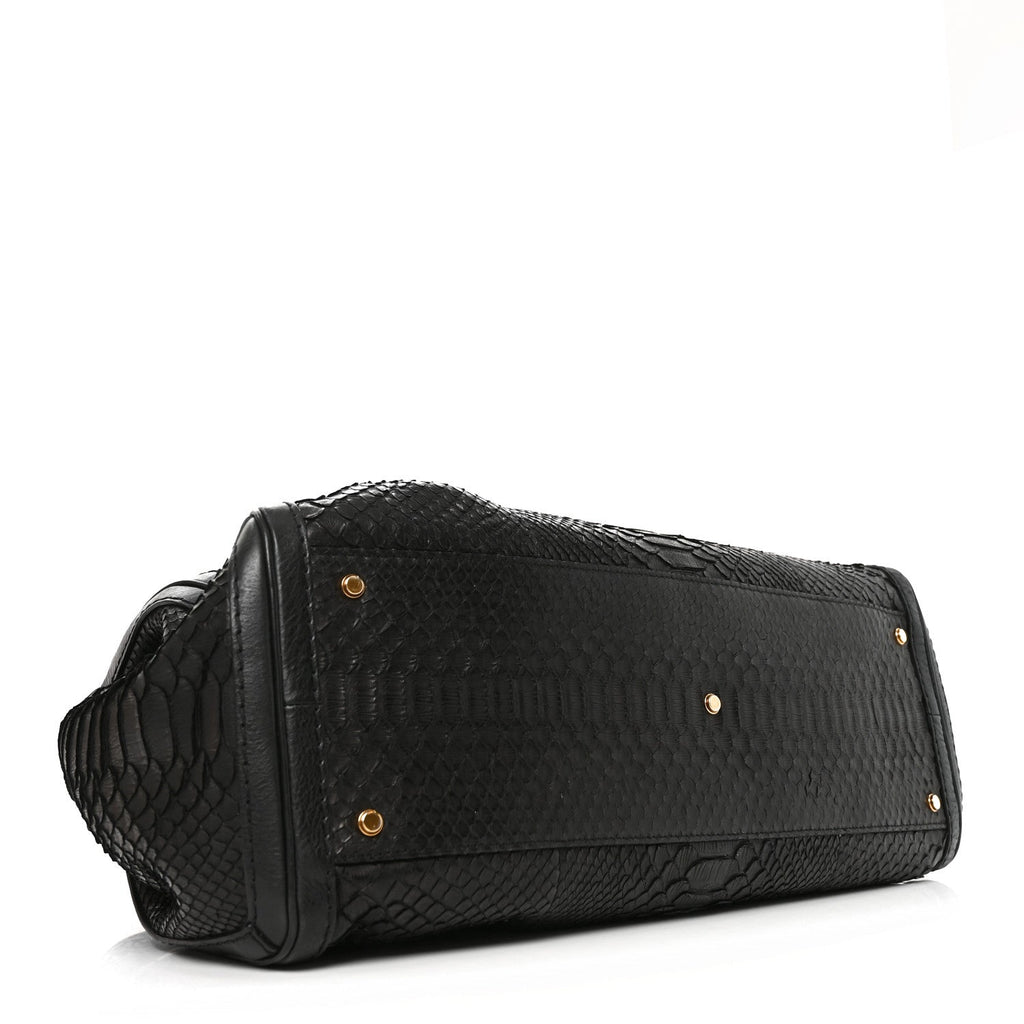 Snakeskin Large GG Running Tote Black