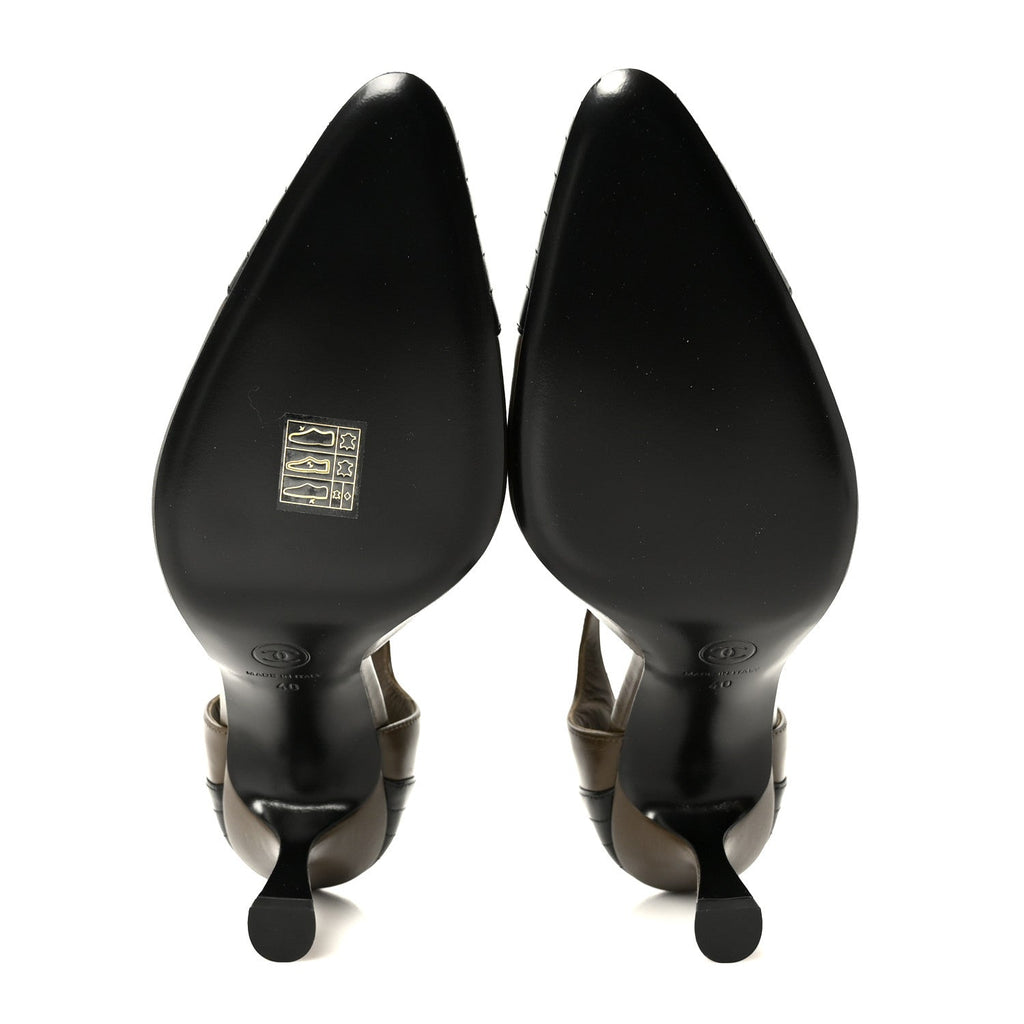 Lambskin Mary Jane Pumps 40 Dark Khaki Black