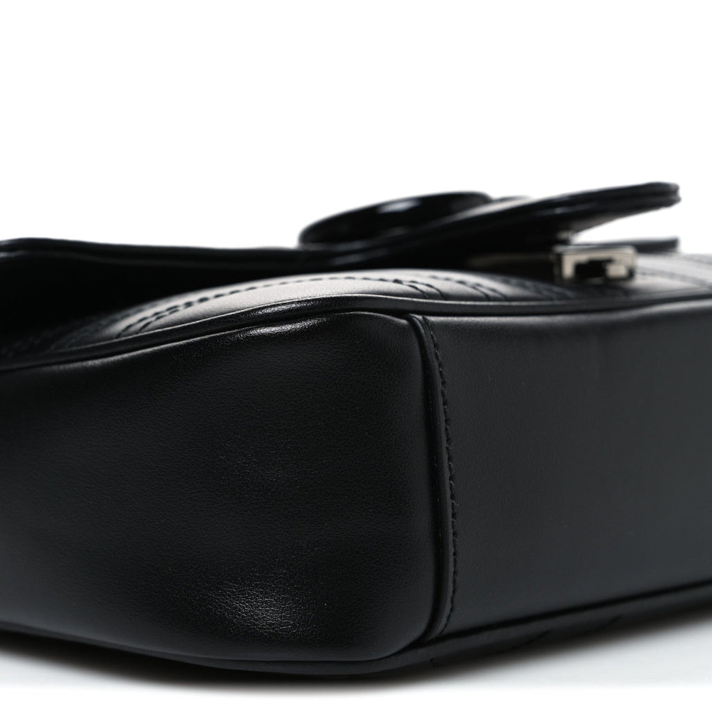 Calfskin Matelasse Monochrome Mini GG Marmont Shoulder Bag Black