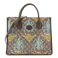 GG Supreme Monogram Tiger Savanah Textured Dollar Calfskin Small Retro Interlocking G Tote Bag Beige Ebony Multicolor New Acero