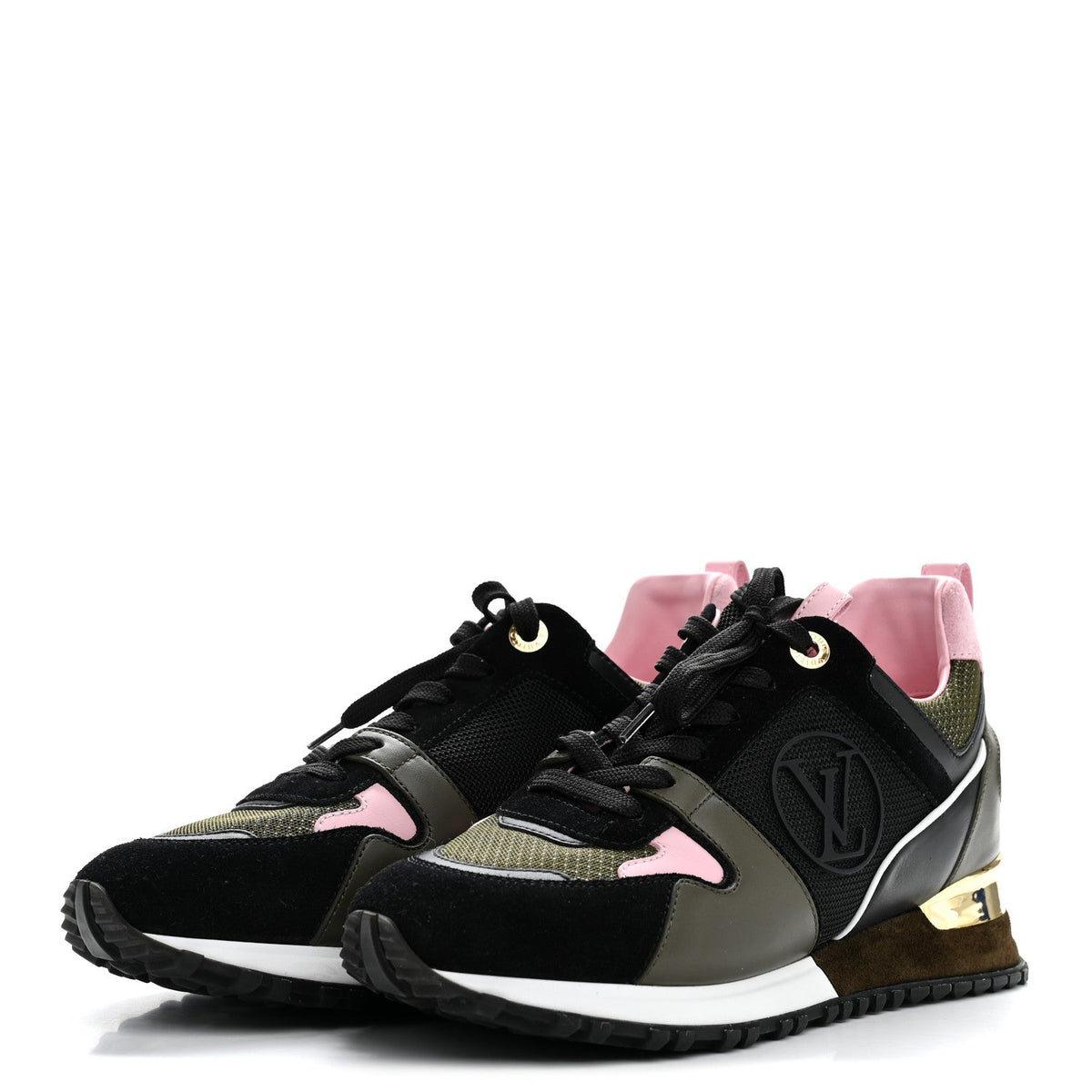 Suede Monogram Run Away Sneakers 37 Khaki Multicolor