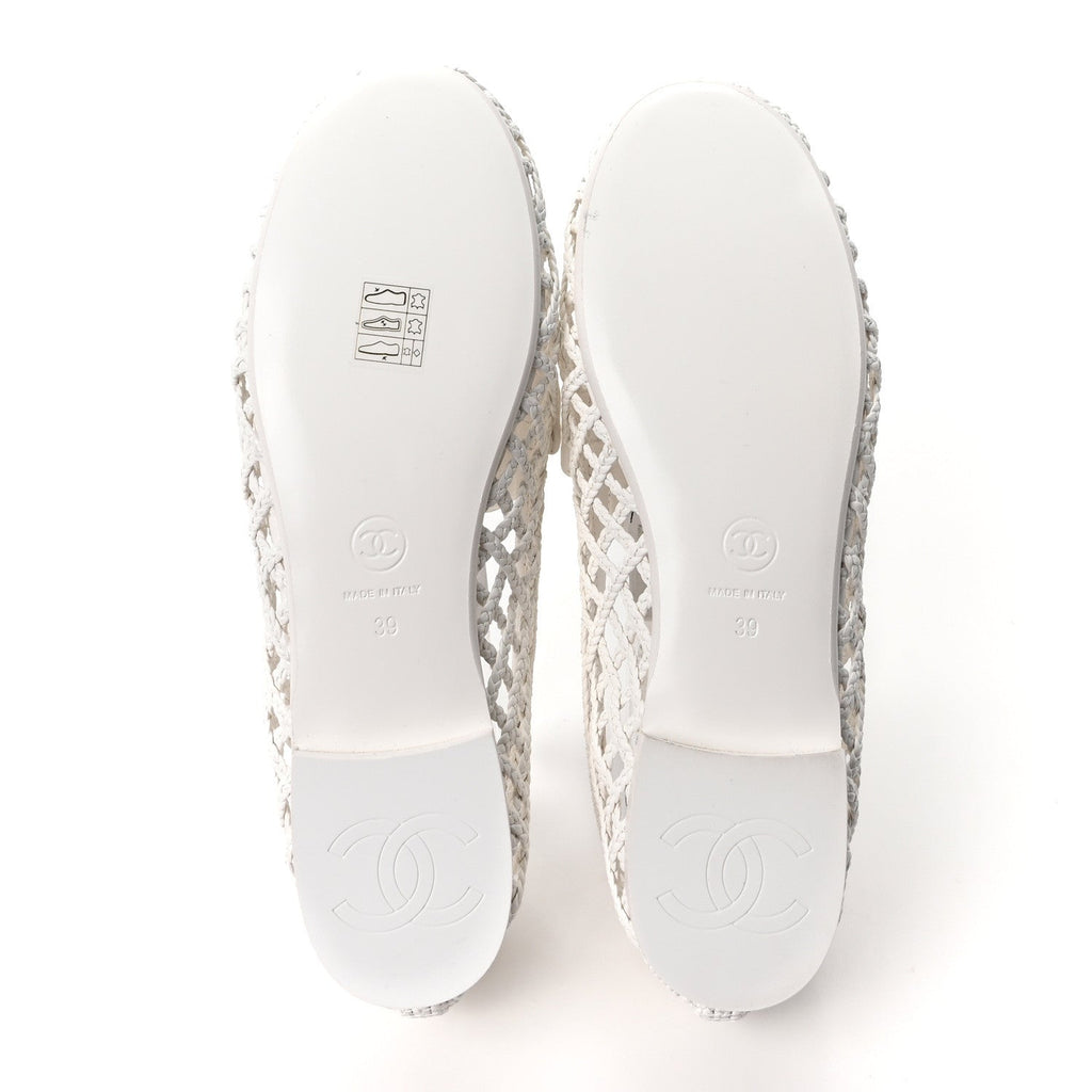 Braided Lambskin CC Mocassin Loafers 41 White 37 White